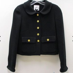 EUC EDWARD ACHOUR PARIS Women's Black/Gold Tone Ornate Button Wool Blazer 36